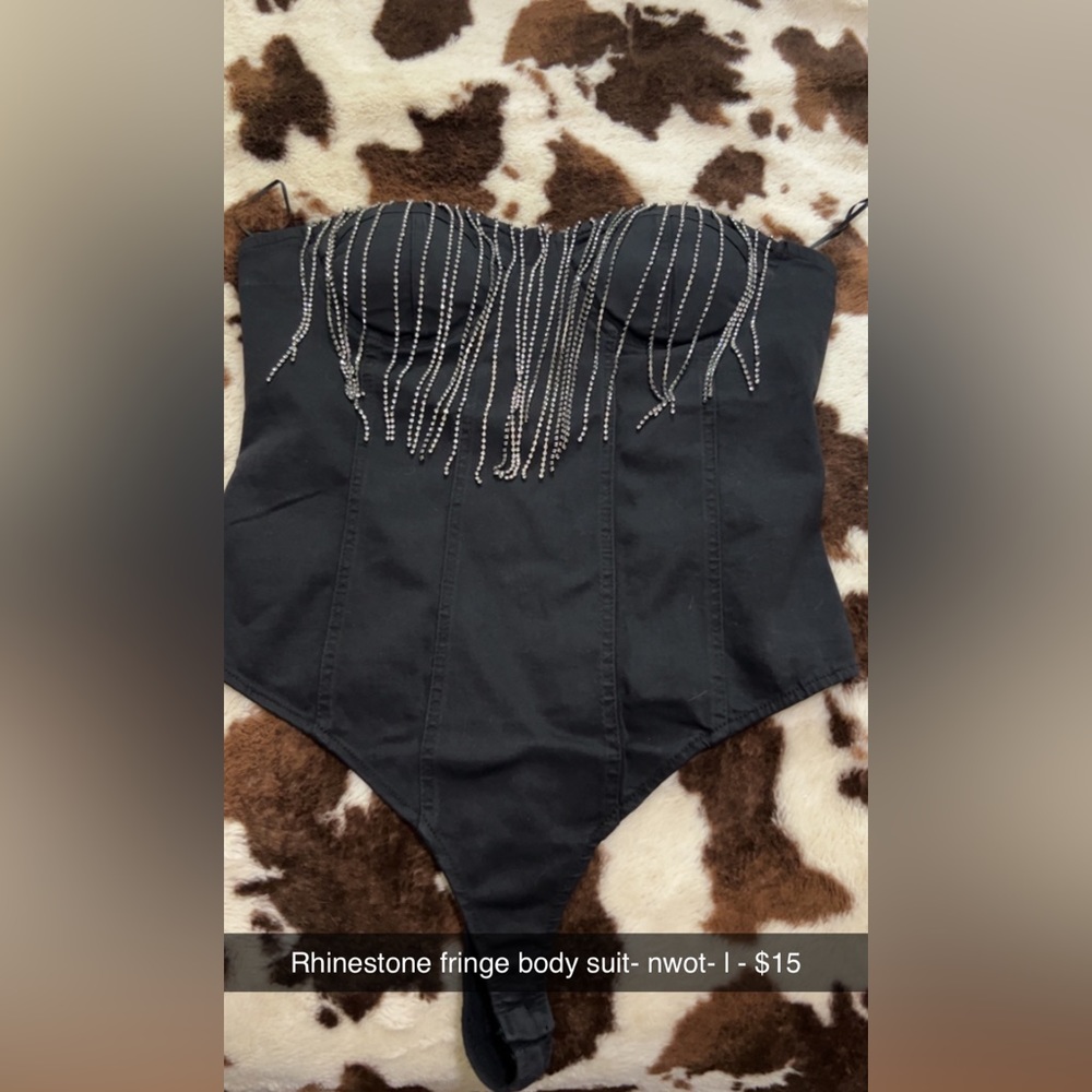 Rhinestone fringe bodysuit